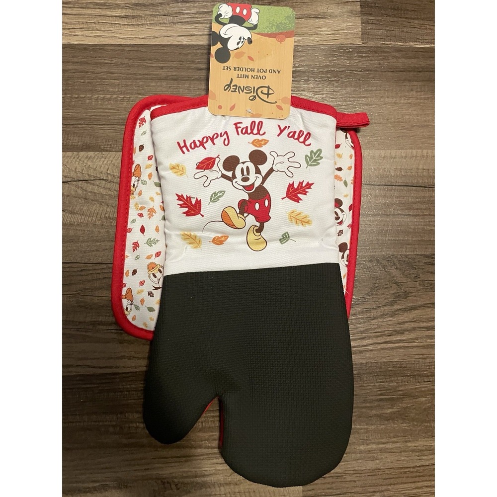 Disney Mickey Mouse Happy Fall Y'all Silicone Oven Mitt & Potholder Set 060-065